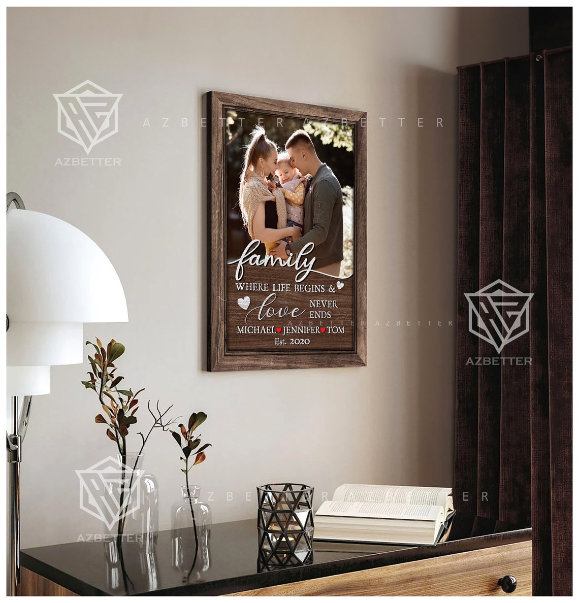 Family Where Life Begins Love Never Ends Wedding Photo Quote Poster - Image 5