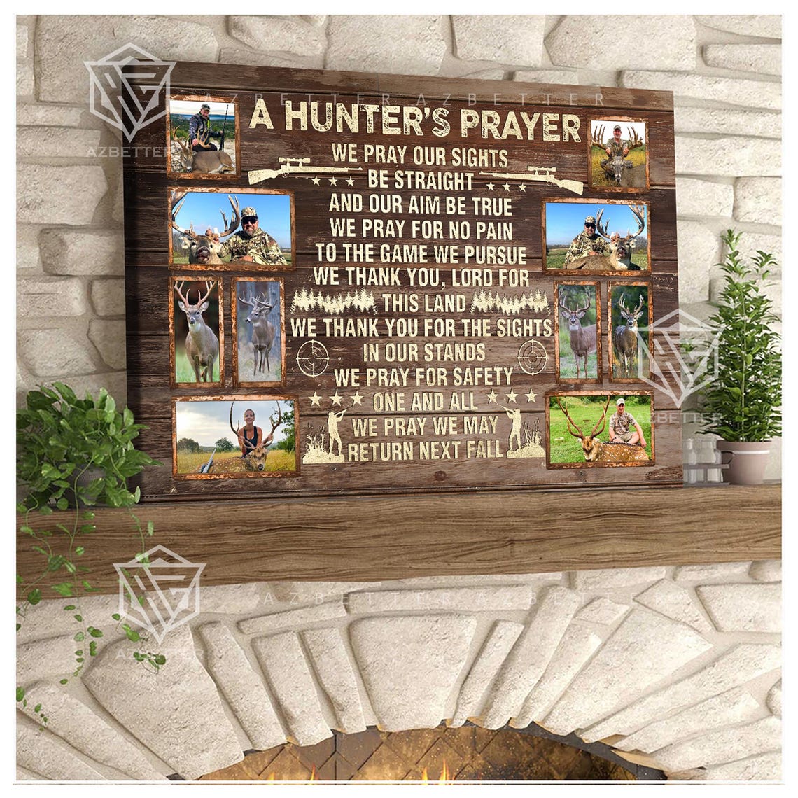 A Hunter's Prayer Deer Hunting Photo Collage Rustic Lodge Poster - Image 4