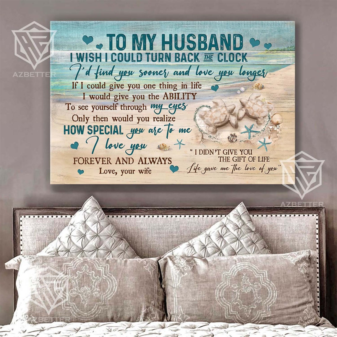 Sea Turtle To My Husband Forever And Always Love Letter Poster - Image 4