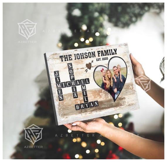 Personalized Family Name Crossword Family Name Sign Custom Family Letter Tile Print Name Puzzle Last Name Sign Family Picture