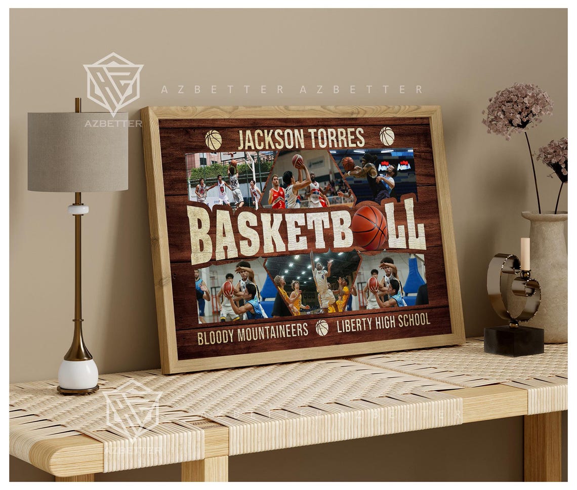Personalized Basketball Photo Collage Custom Senior Night Gift Poster - Image 2