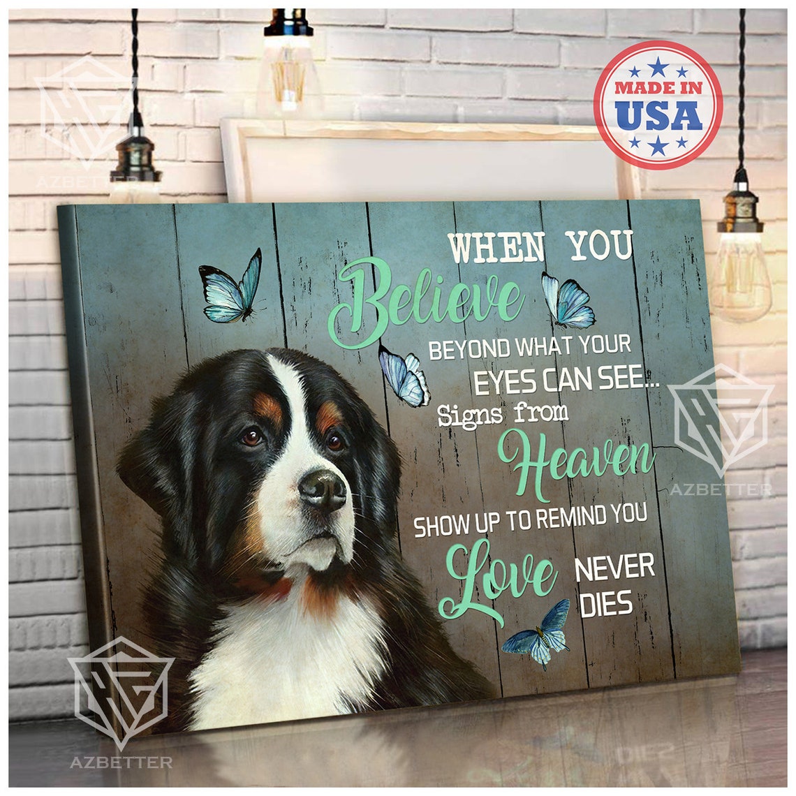 Bernese Mountain Dog Signs From Heaven Love Never Dies Memorial Poster