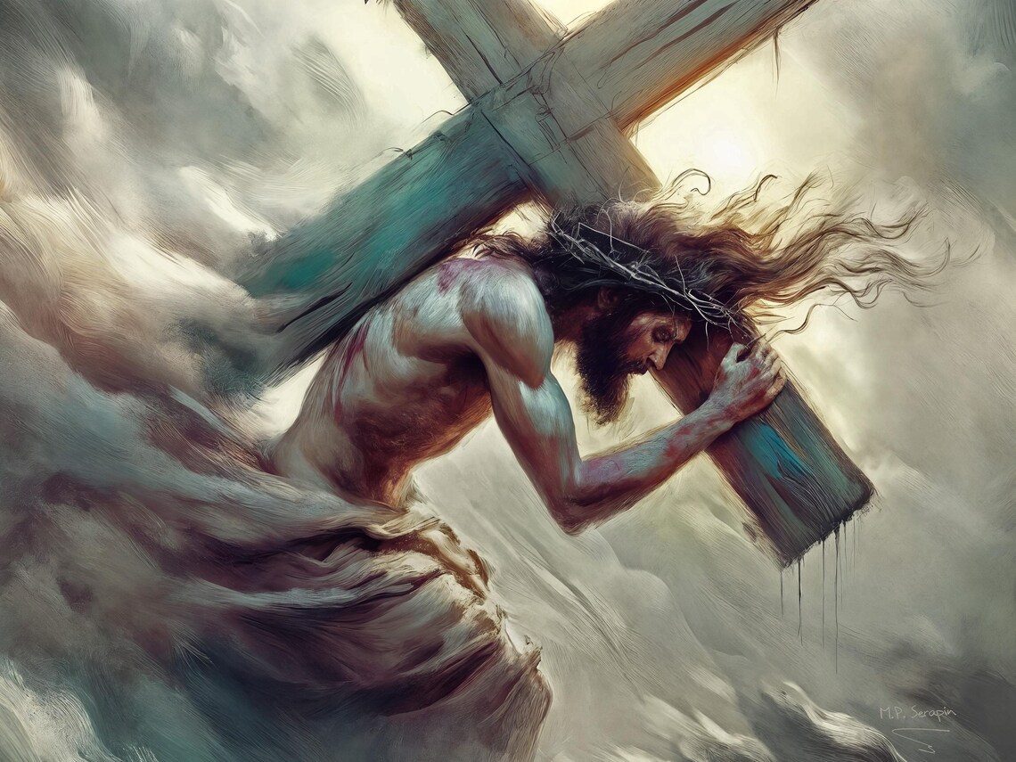 Carrying of the Cross Jesus Passion Art Print - Image 3
