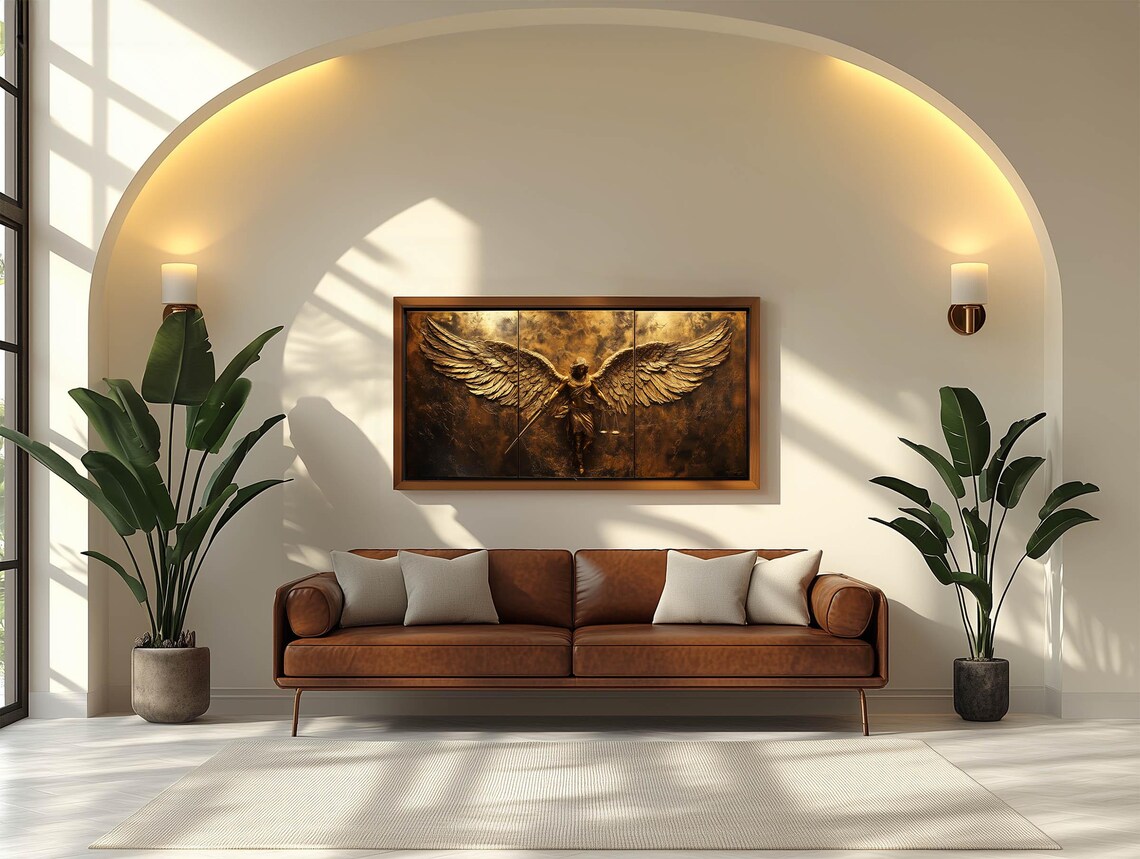 Saint Michael The Archangel Triptych, Art Print - Image 3