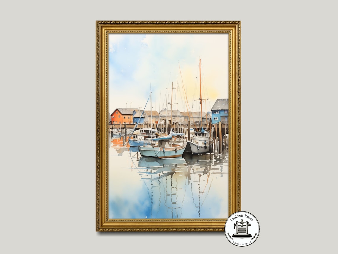 Marina Watercolor Painting, Constable Country Art Print