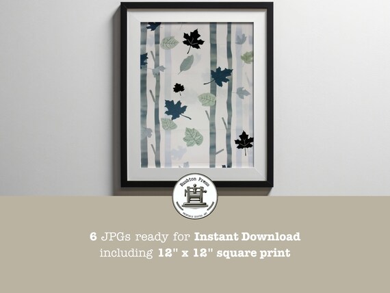 Falling Leaves Neutral Abstract Landscape Art Print