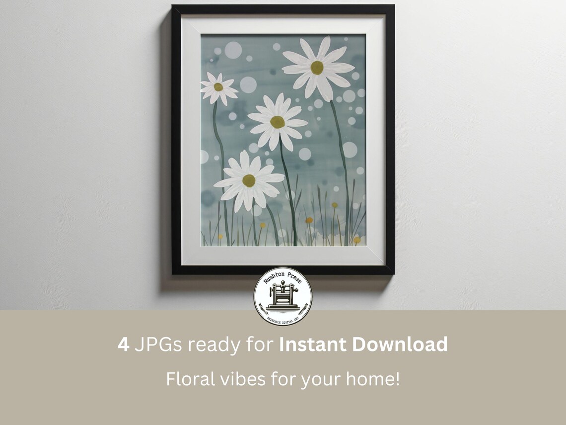 Baby Blue Daisy Nursery Art, Floral Botanical Print