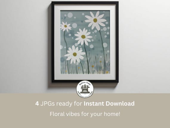 Baby Blue Daisy Nursery Art, Floral Botanical Print