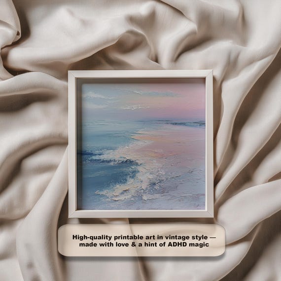 Abstract Seascape Oil Painting Textured Coastal Print
