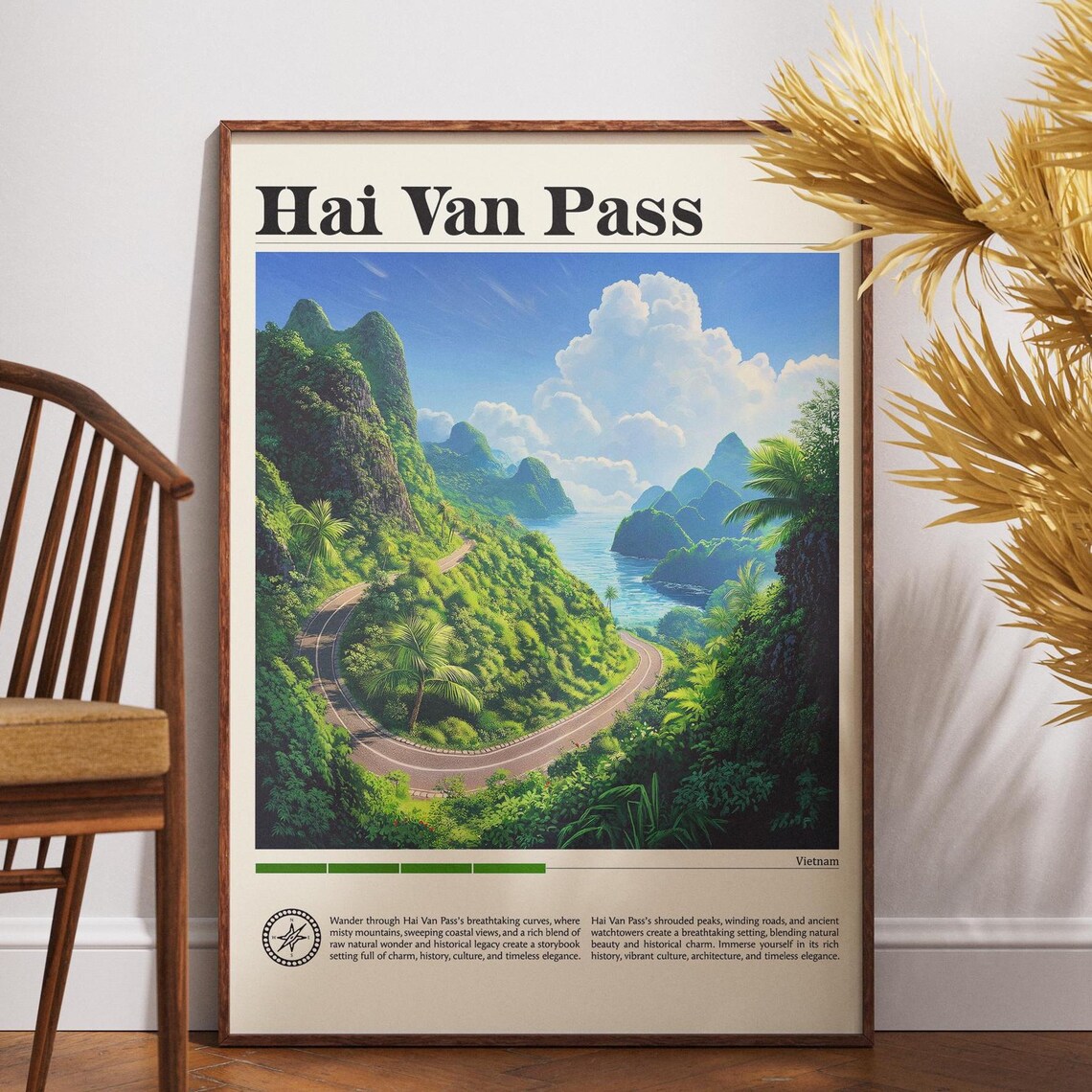 Hai Van Pass Vietnam Winding Coastal Mountain Road Travel Poster
