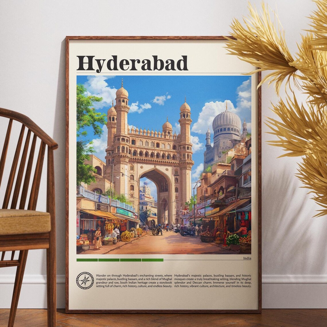 Hyderabad Travel Poster, Telangana India