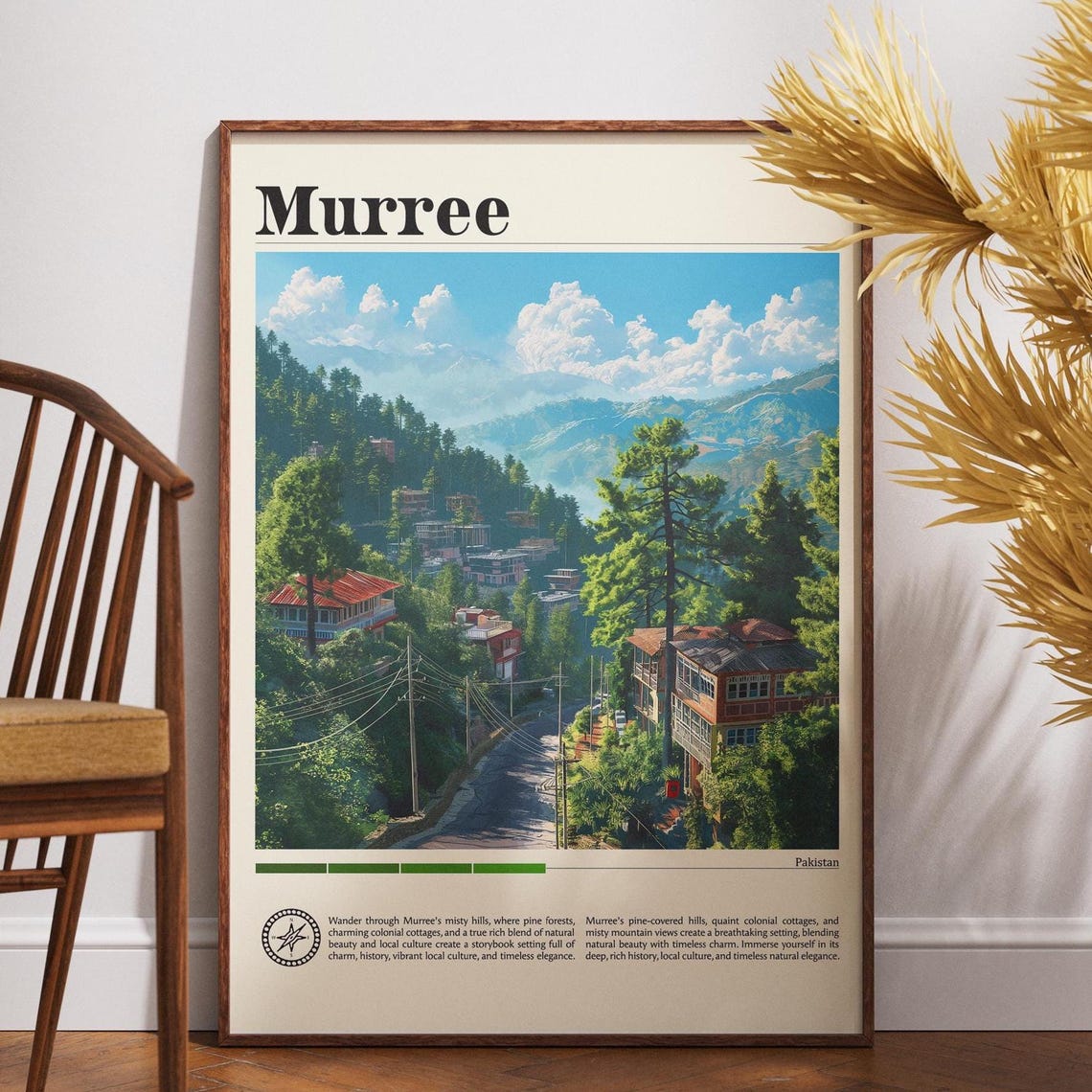 Murree Pakistan Hill Station Pine Cottage Vintage Travel Poster