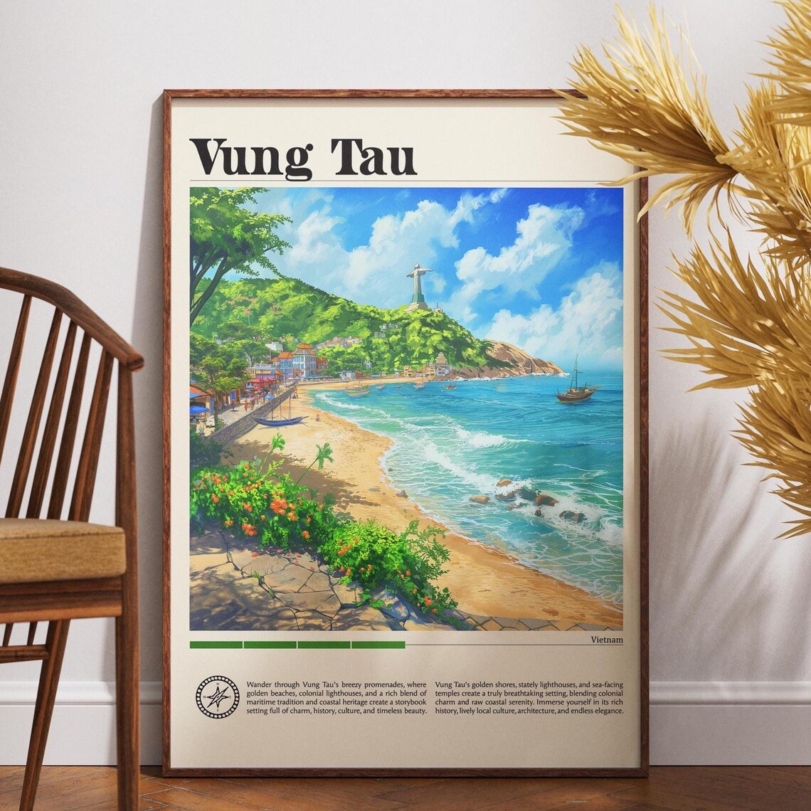 Vung Tau Vietnam Beach Coast Vintage Travel Poster Retro Decor