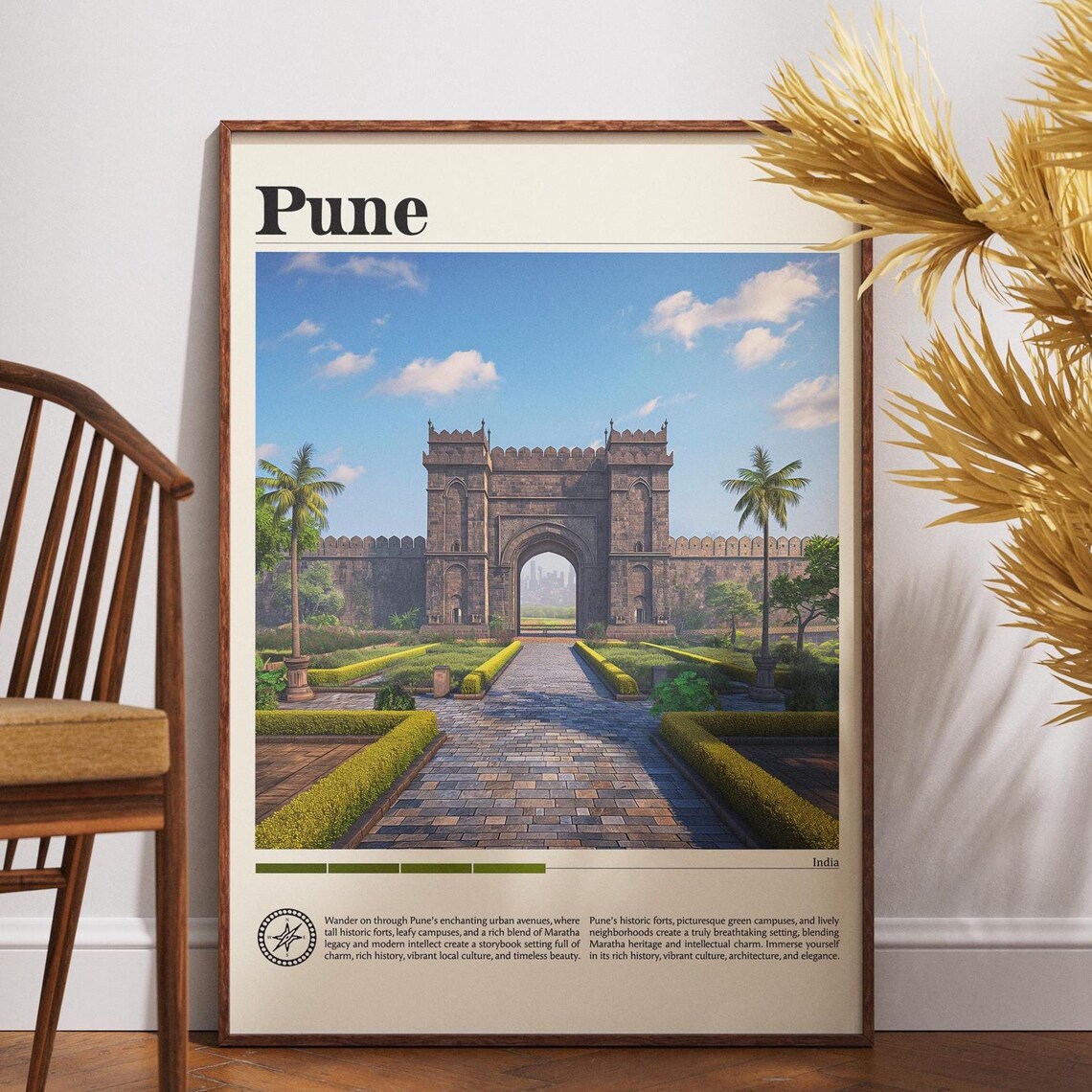 Pune India Historic Shaniwar Wada Fort Gate Vintage Travel Poster