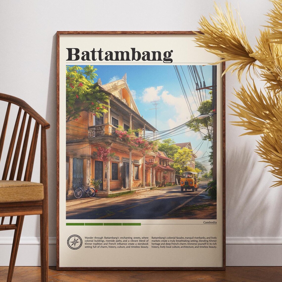 Battambang Cambodia Travel Poster