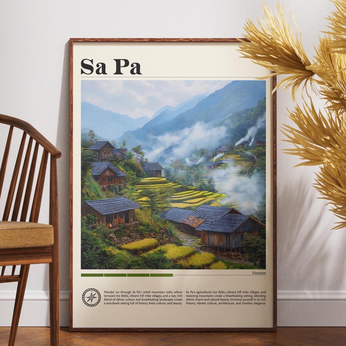 Sa Pa Vietnam Hill Tribe Village Misty Mountains Travel Poster