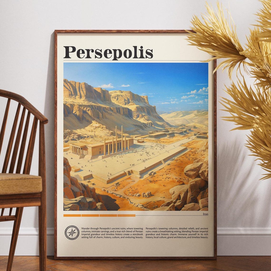 Persepolis Travel Poster Iran Illustration Artwork Home Office Decor Print Persia Wall Art