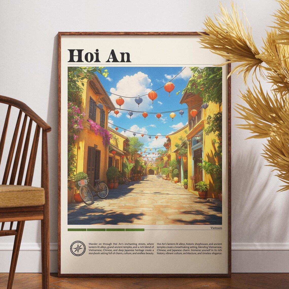 Hoi An Vietnam Lantern Lit Alley Yellow Shophouse Travel Poster