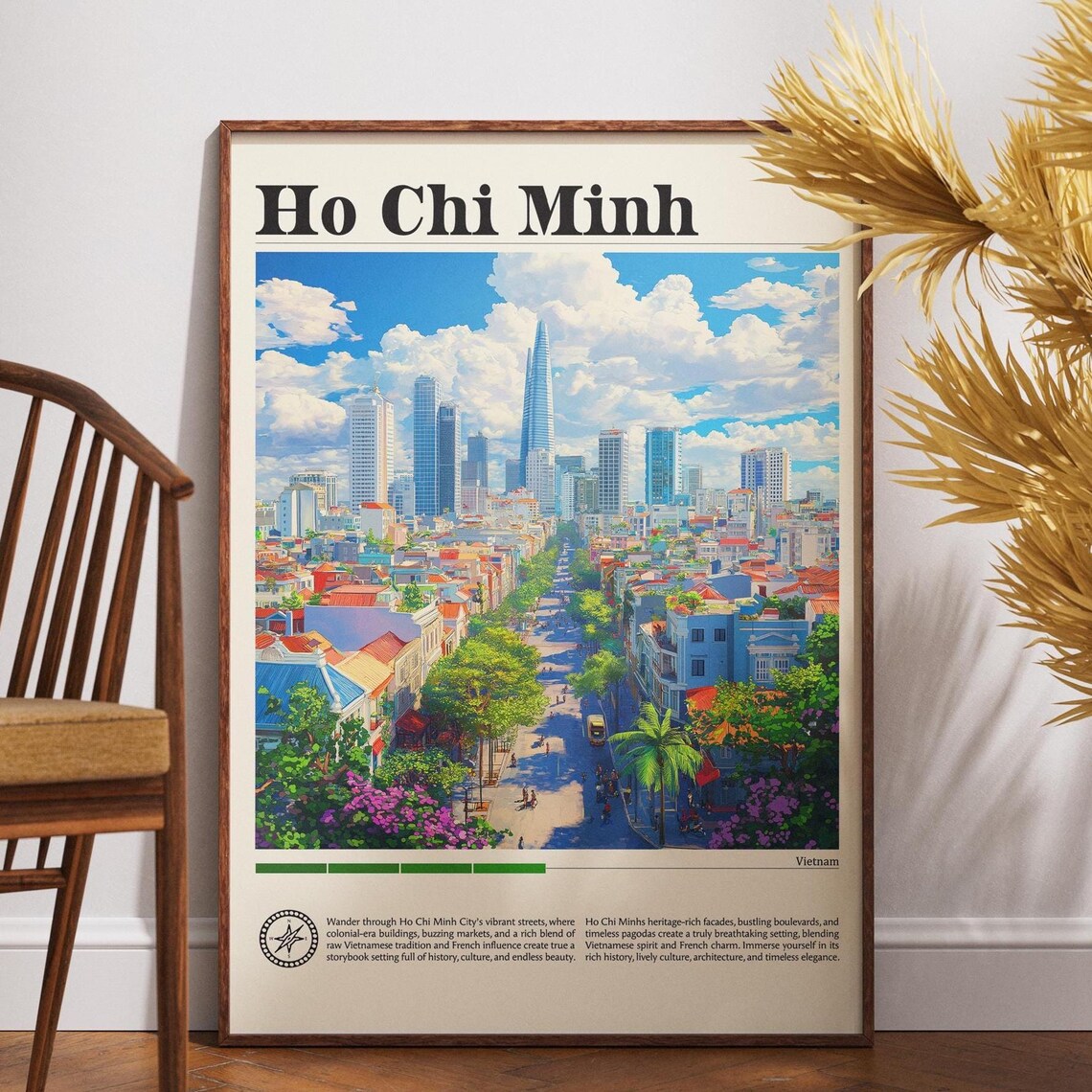 Ho Chi Minh City Vietnam Modern Skyline Colonial Boulevard Travel Poster