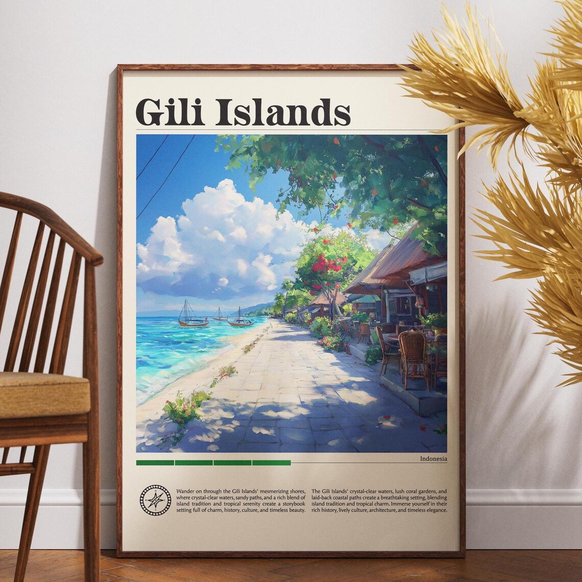 Gili Islands Travel Poster, Bali Indonesia
