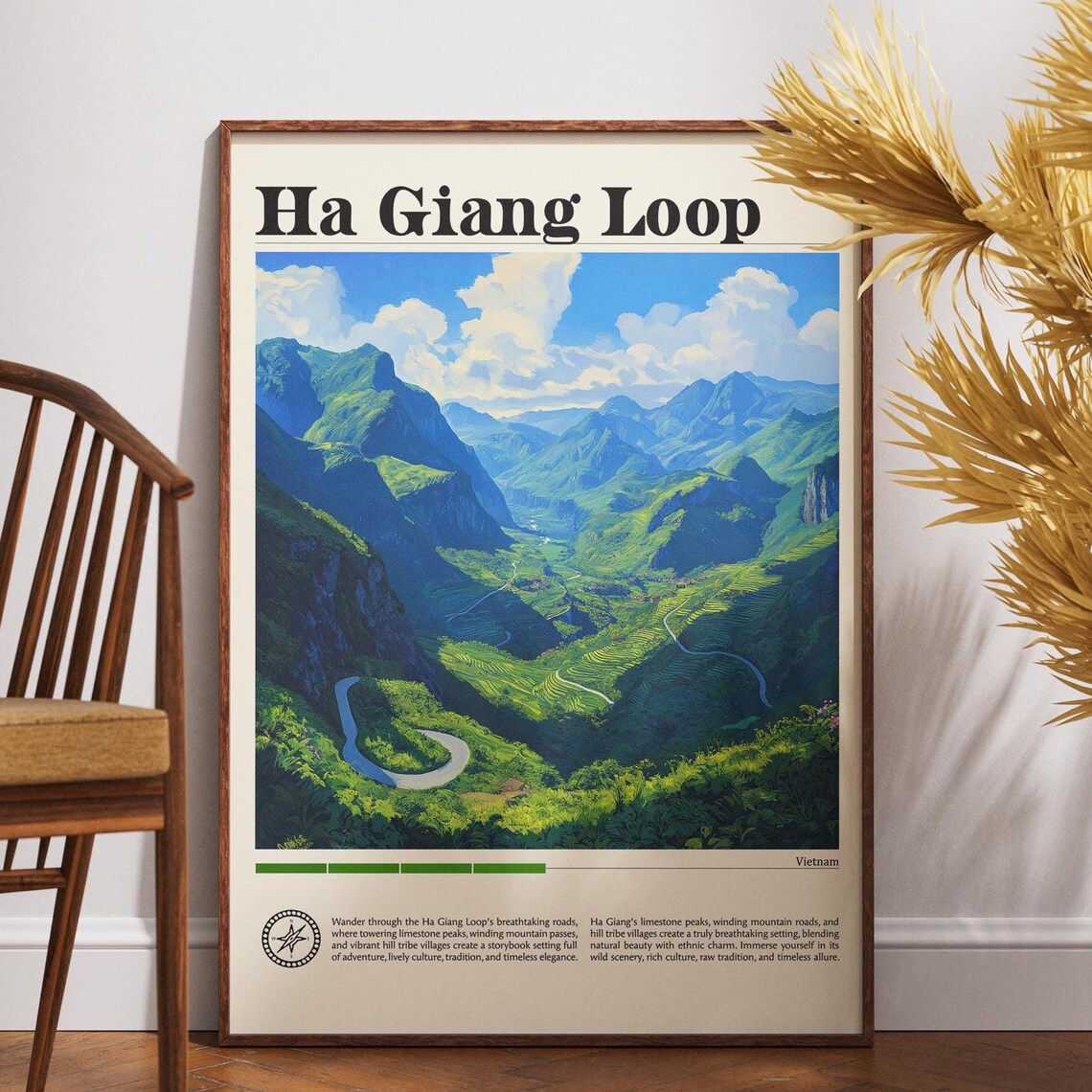 Ha Giang Loop Vietnam Travel Poster Limestone Peaks Road Trip Art