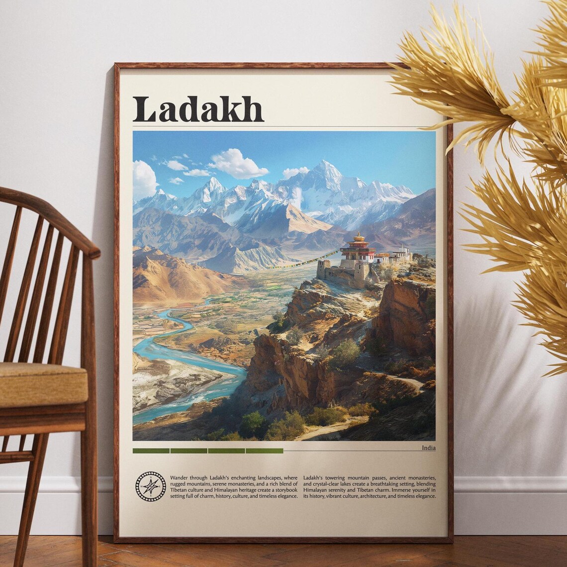 Ladakh India Himalayan Monastery Mountain Adventure Travel Poster