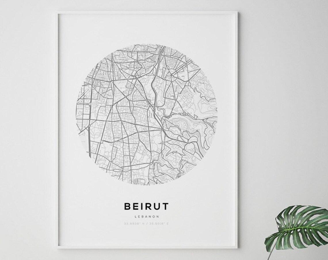 Beirut Lebanon Minimalist City Street Map Modern Wall Gift Print