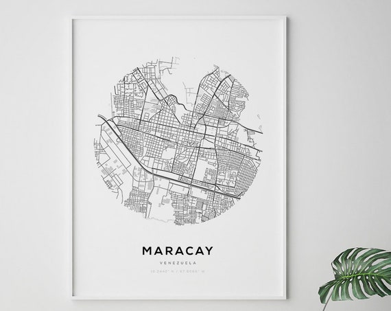Maracay Map Print, Minimalist Venezuela Travel Poster