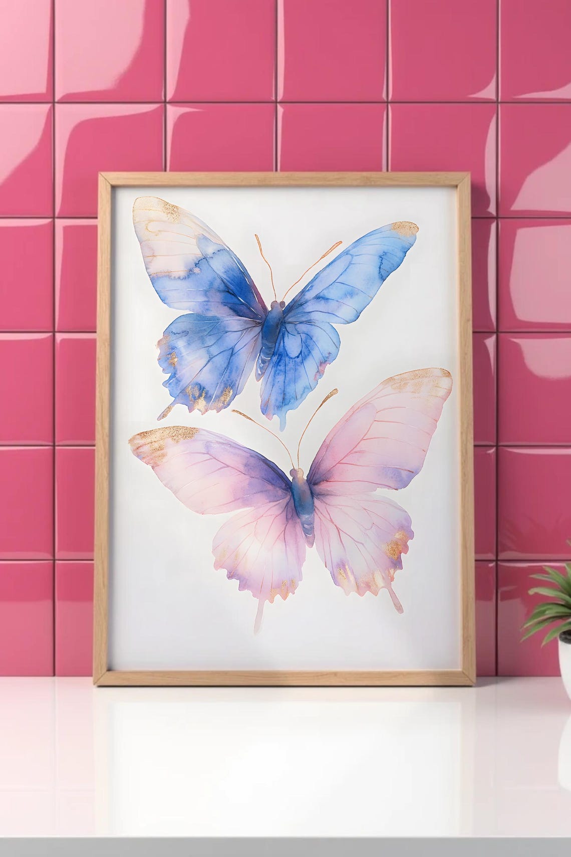 Two Pastel Butterflies Painting Colorful Butterfly Wall Art Tween Nursery Painting Colorful Abstract Insect Wall Art Print - Image 2
