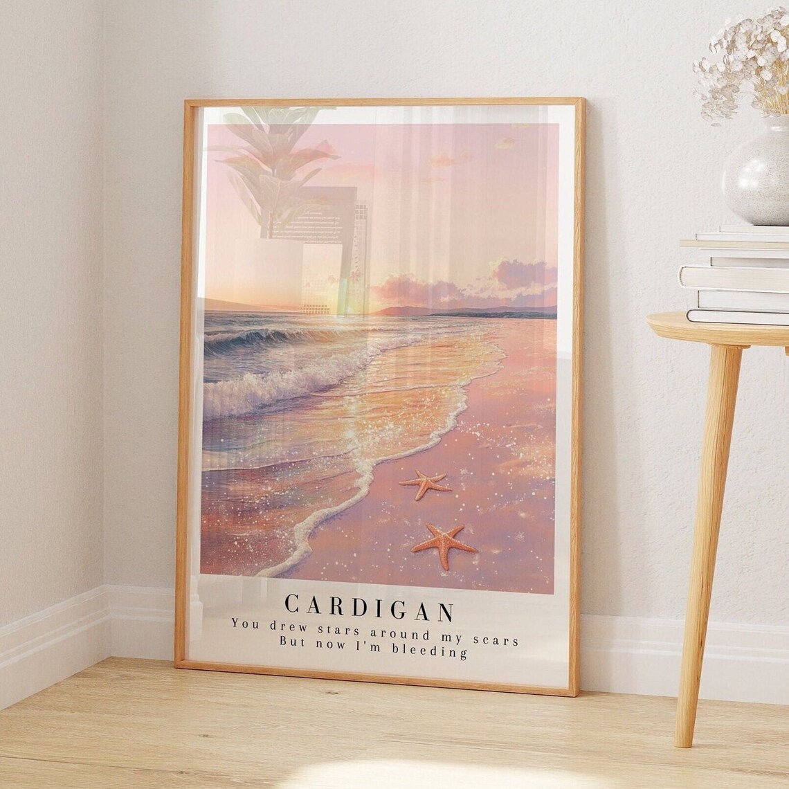 Cardigan Folklore Album Watercolor Sunset Beach Art Print