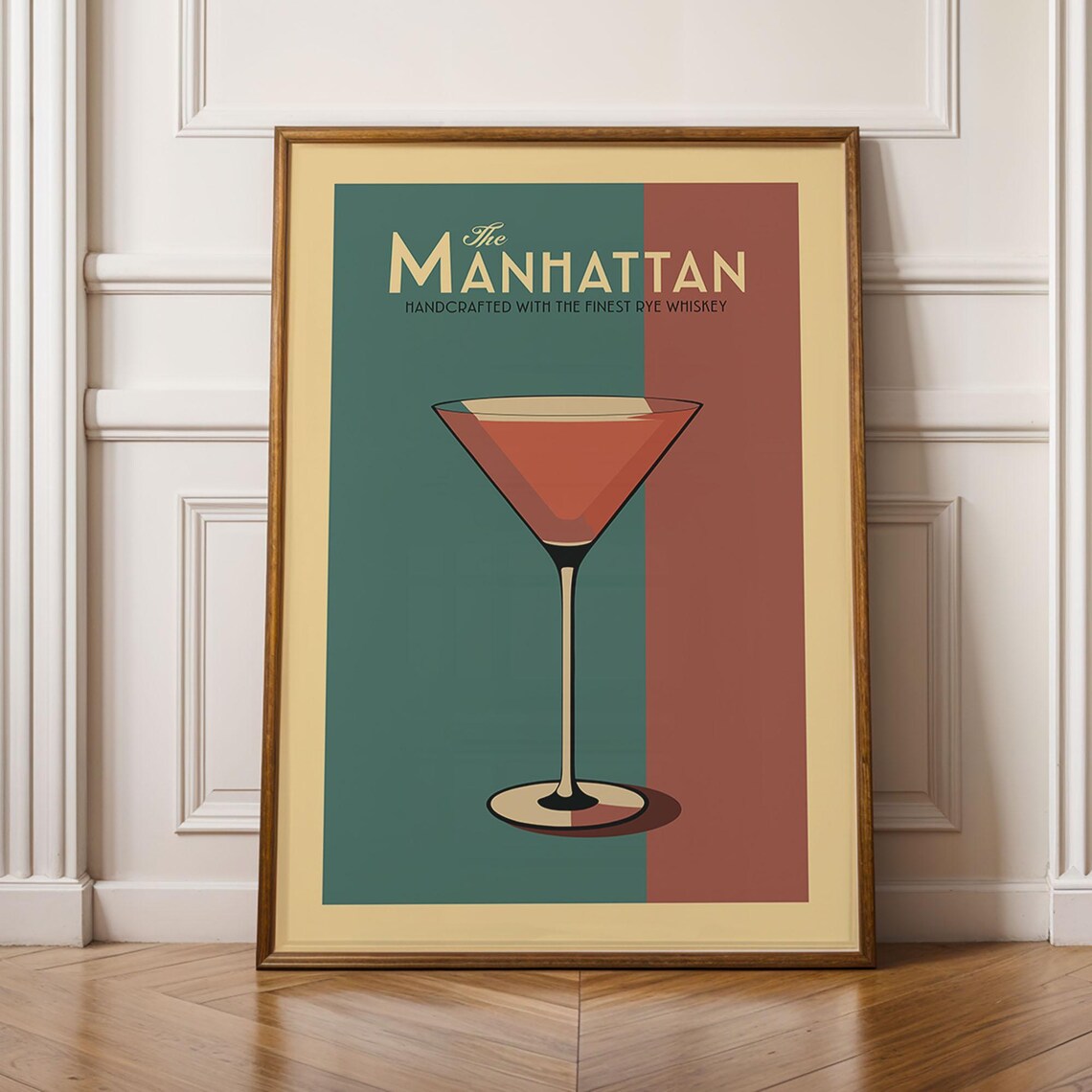 Manhattan Cocktail Print Poster, Retro Bar Decor