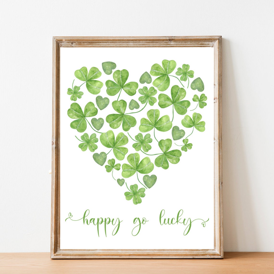 Shamrock Heart Happy Go Lucky St Patricks Day Quote Artwork Poster - Image 2