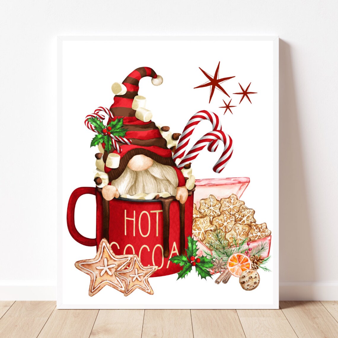 Christmas Gnome Holiday Gnome Art Print