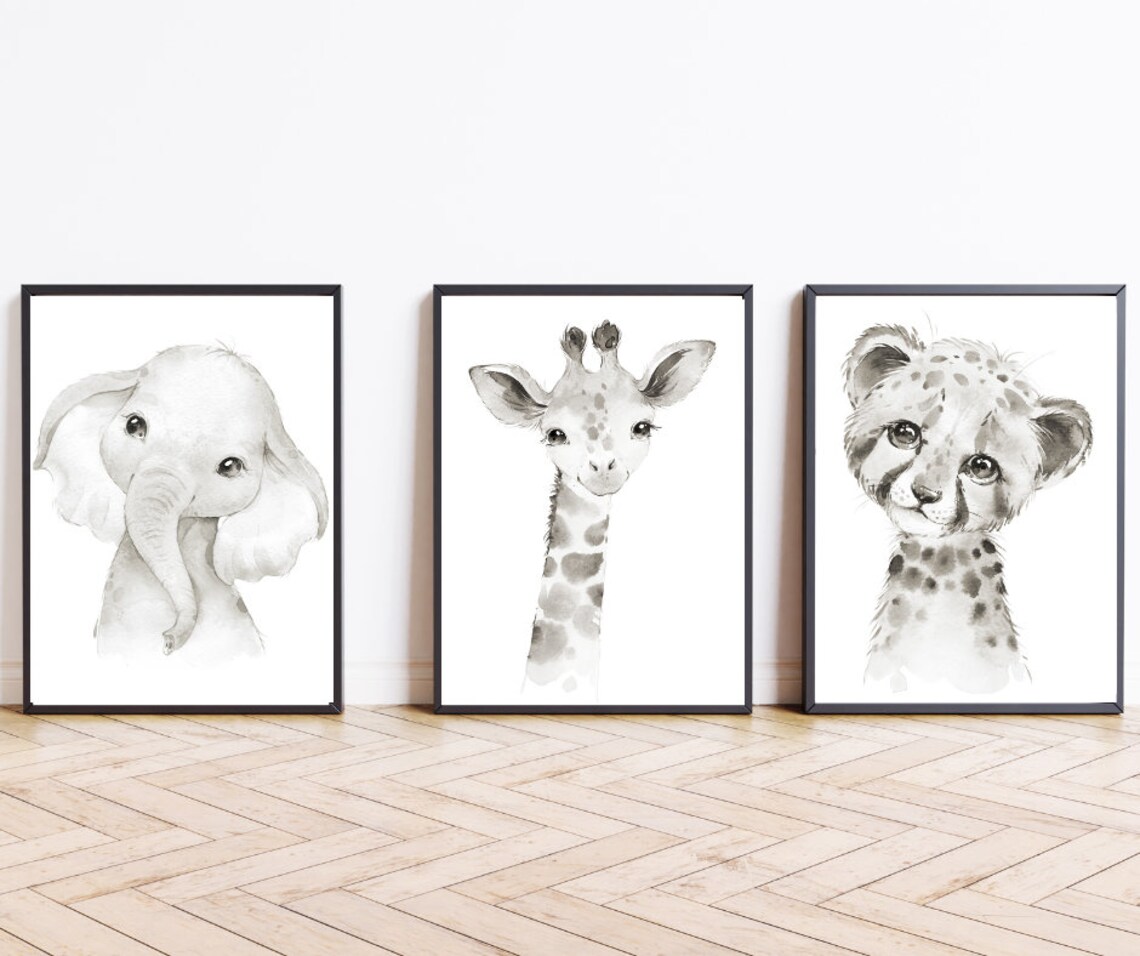Safari Nursery Decor, Baby Animals Watercolor Art Print - Image 2