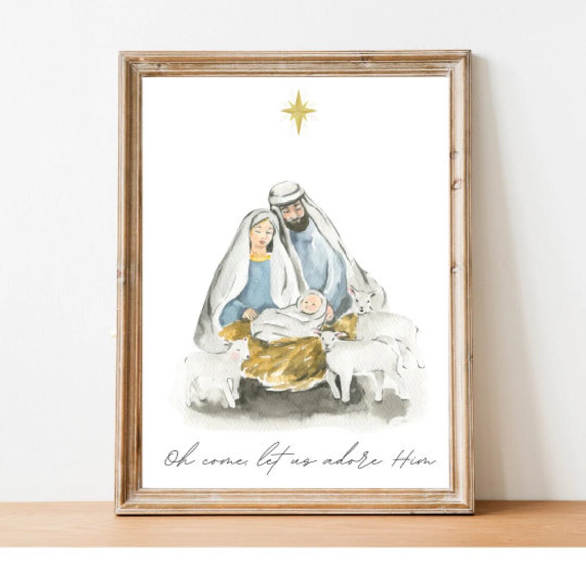 Oh Come Let Us Adore Him Nativity Scene Art Print - Image 2