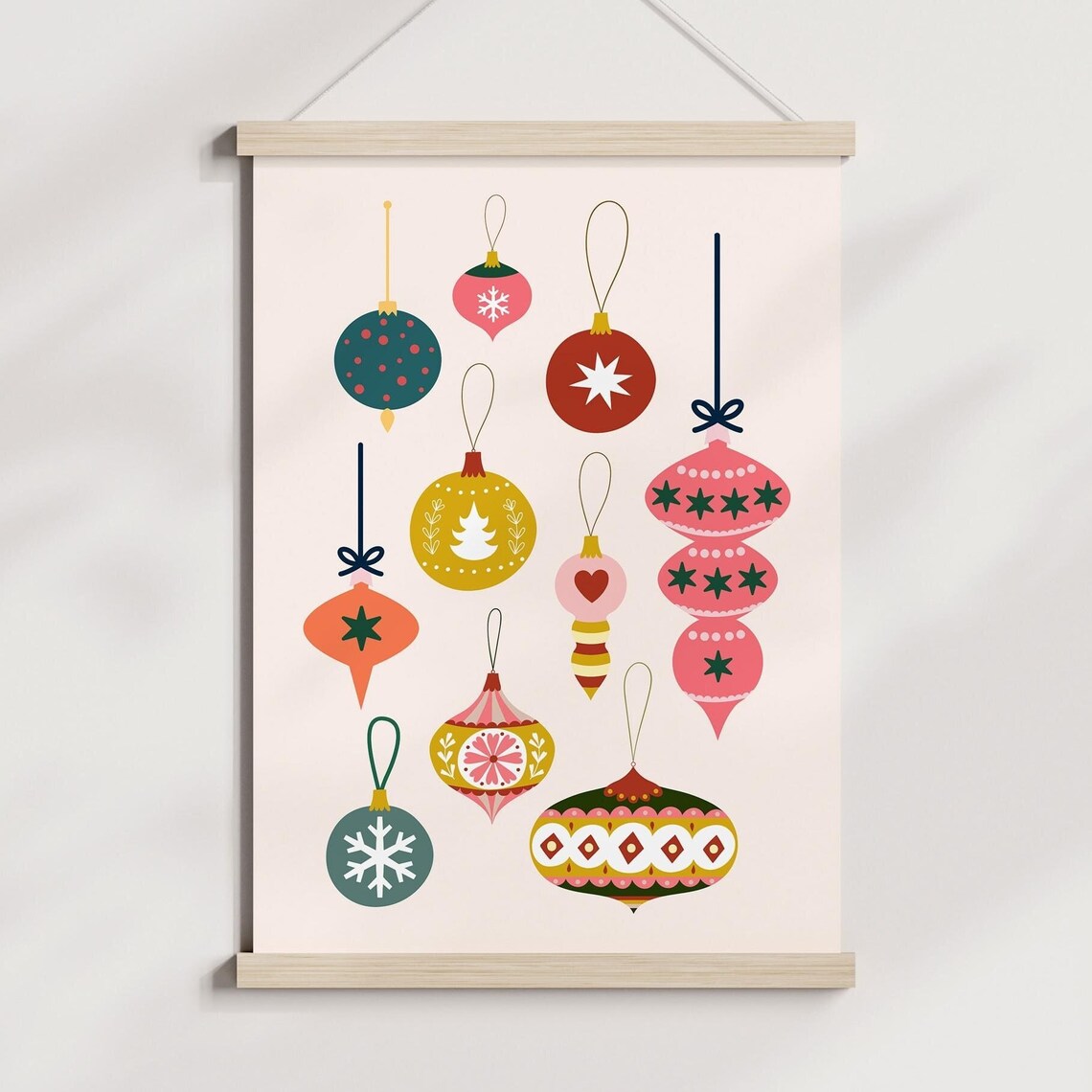 Christmas Baubles Holiday Art Print