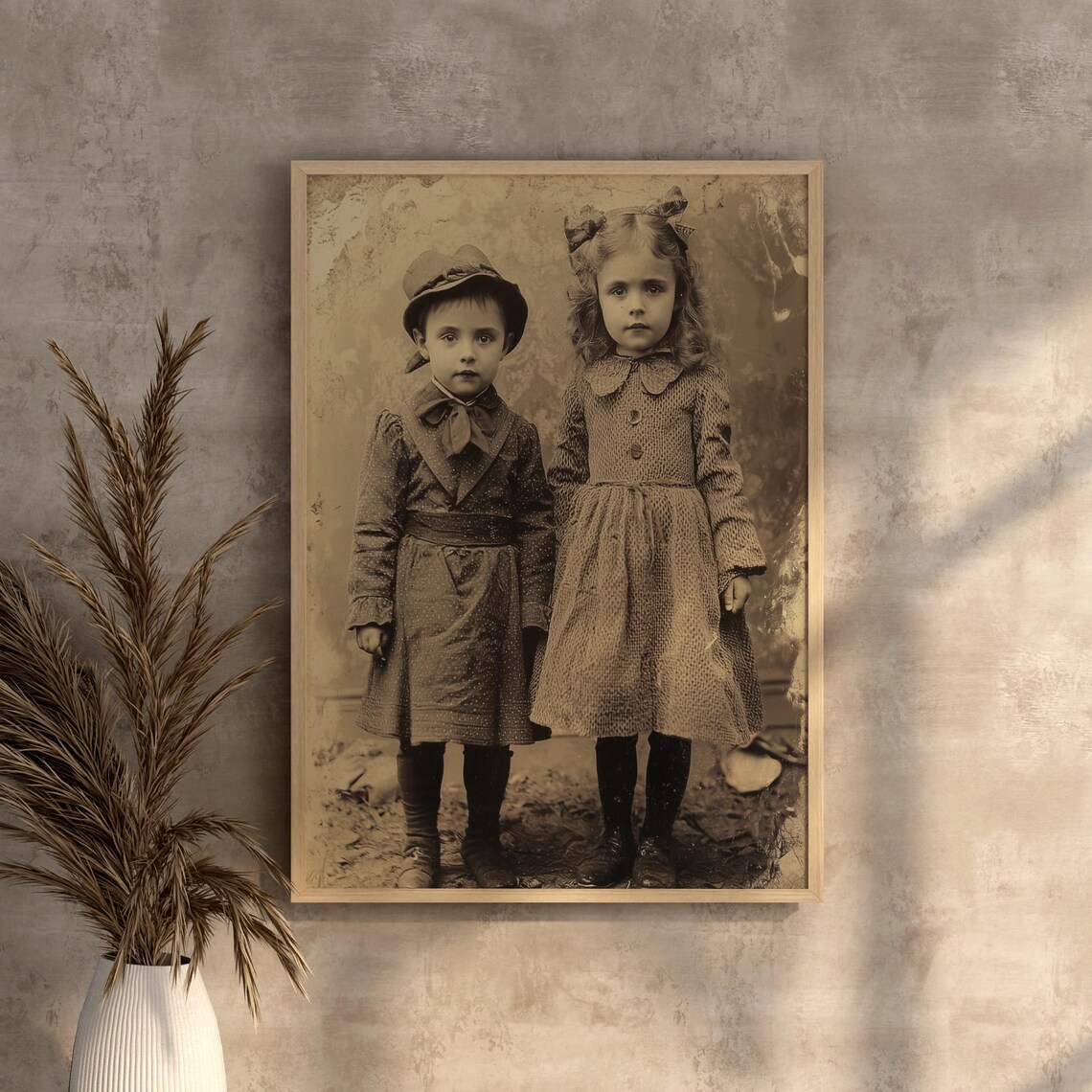 Victorian Children Antique Photo, Vintage Portrait