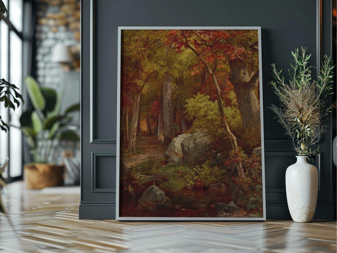 Magical Forest Autumn Fall Instant Downloand Artwork Print In 20 Sizes Wall Art Vintage Wall Art Moody Wall Art - Image 3