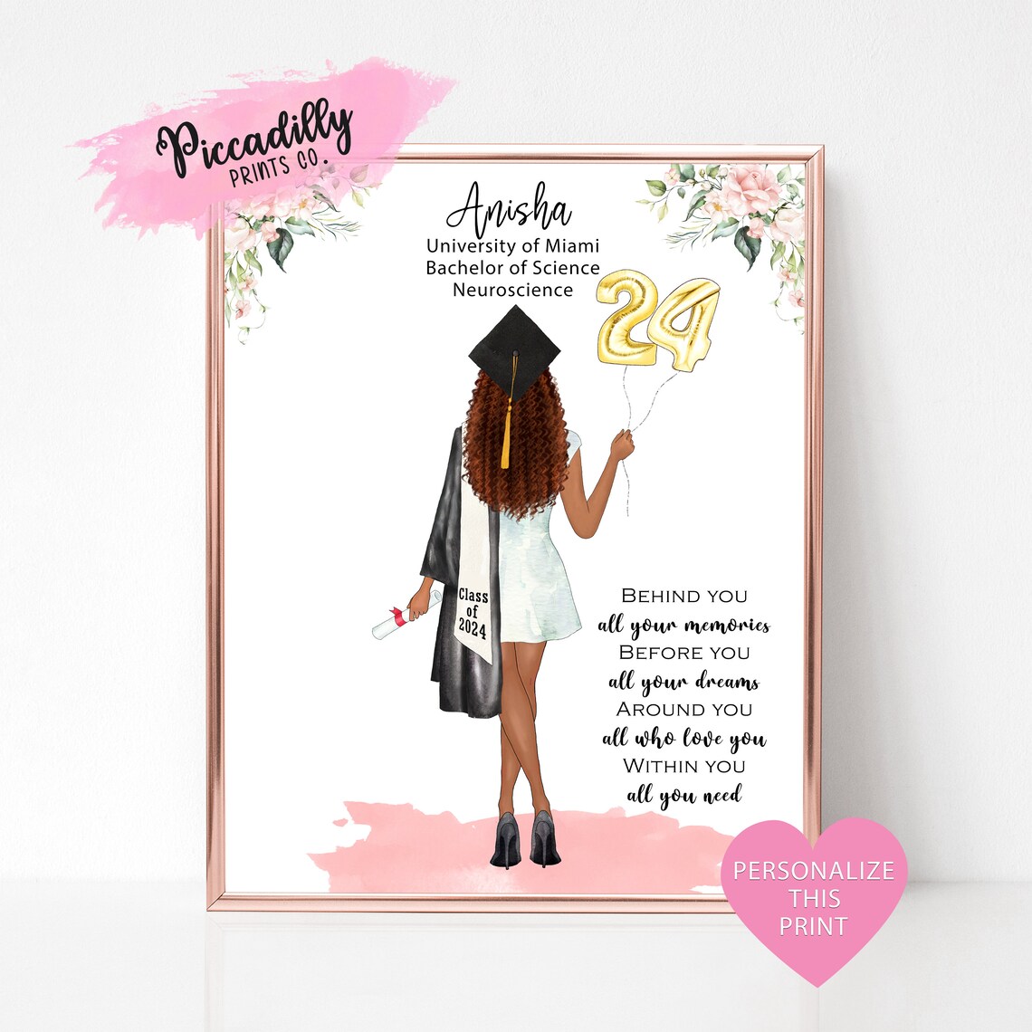 Personalised Graduation Portrait, Custom Congrats Gift