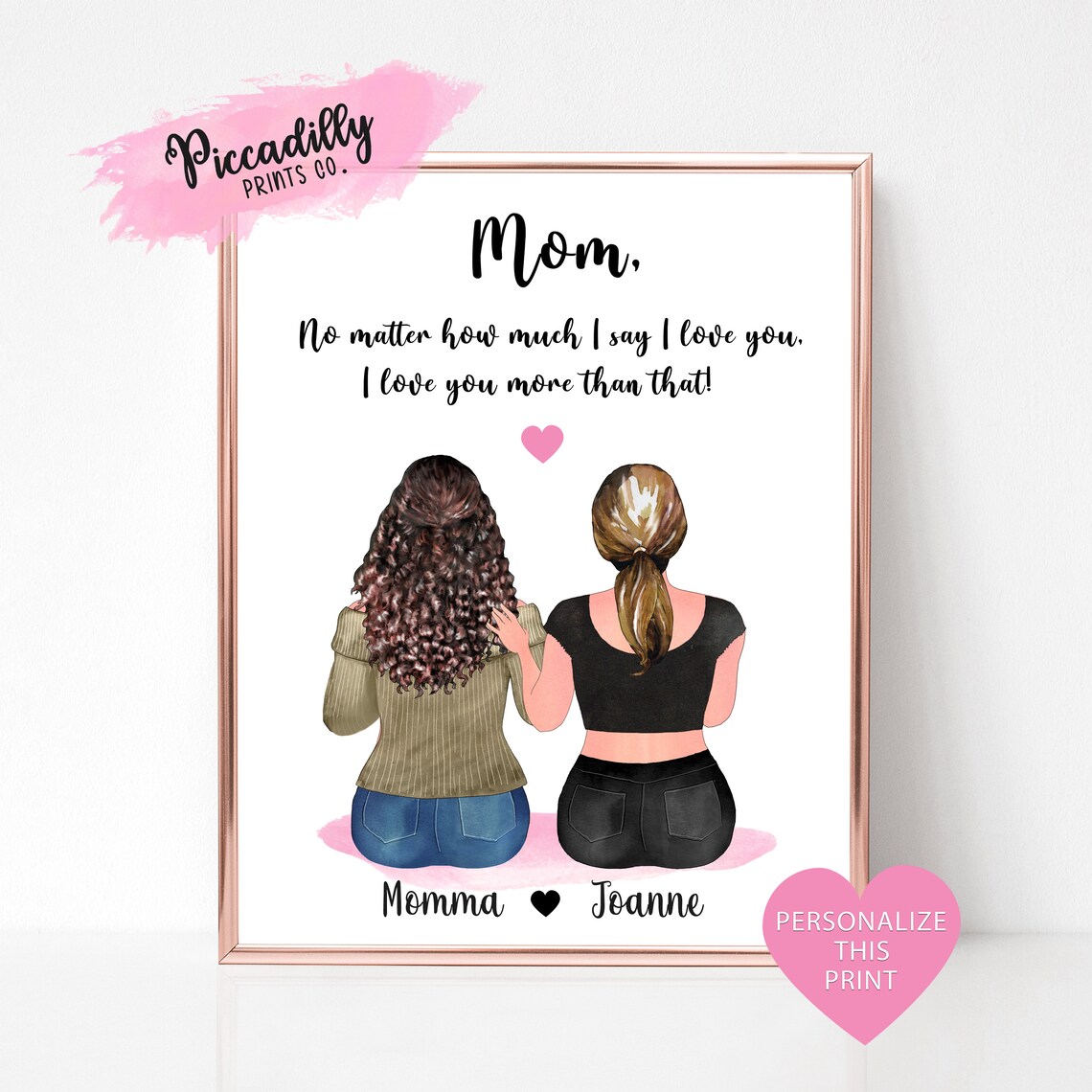 Custom Mother Daughter Portrait Art Print