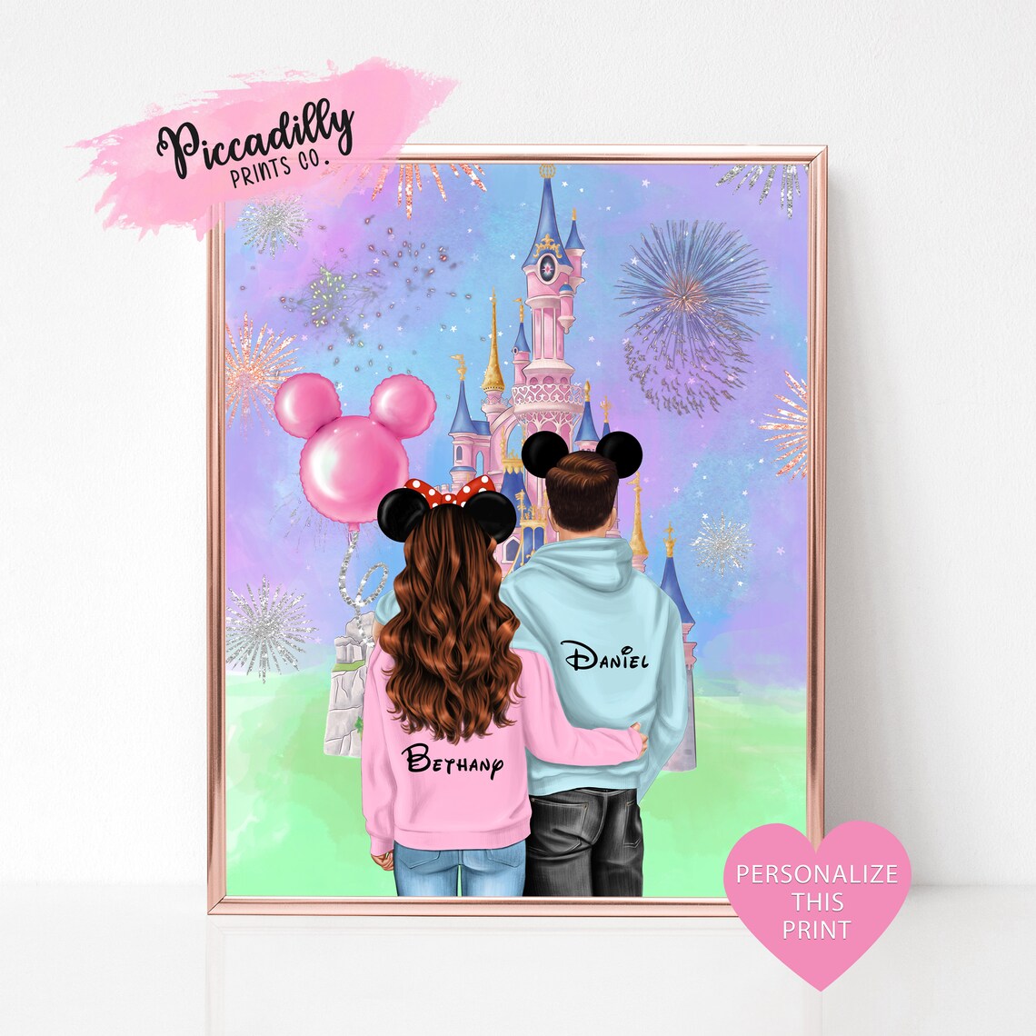 Personalised Disney Couple Portrait Art Print
