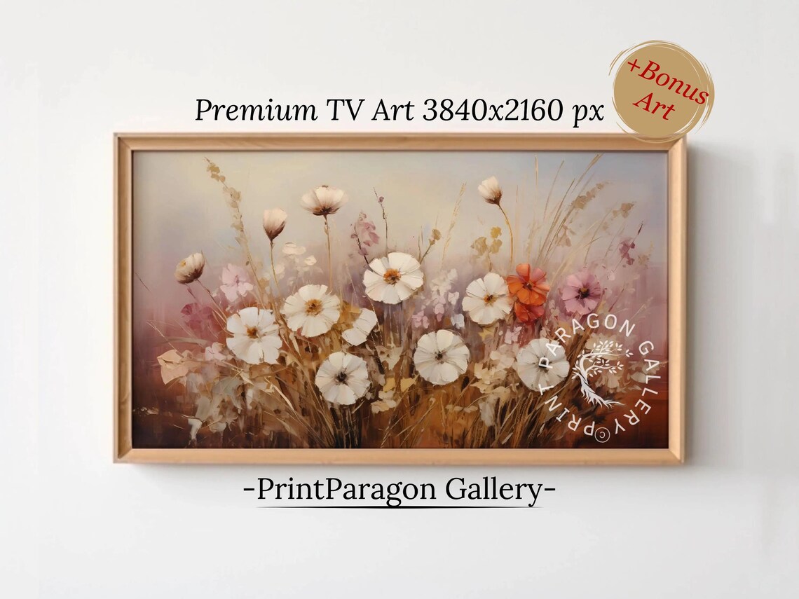White Wildflowers Swaying in a Misty Morning Meadow Floral Poster