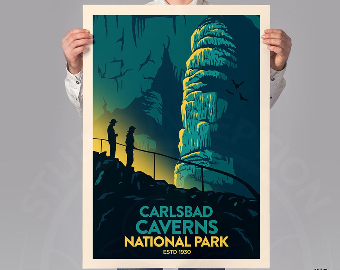 Carlsbad Caverns National Park Cave Stalagmite Vintage Travel Poster - Image 2
