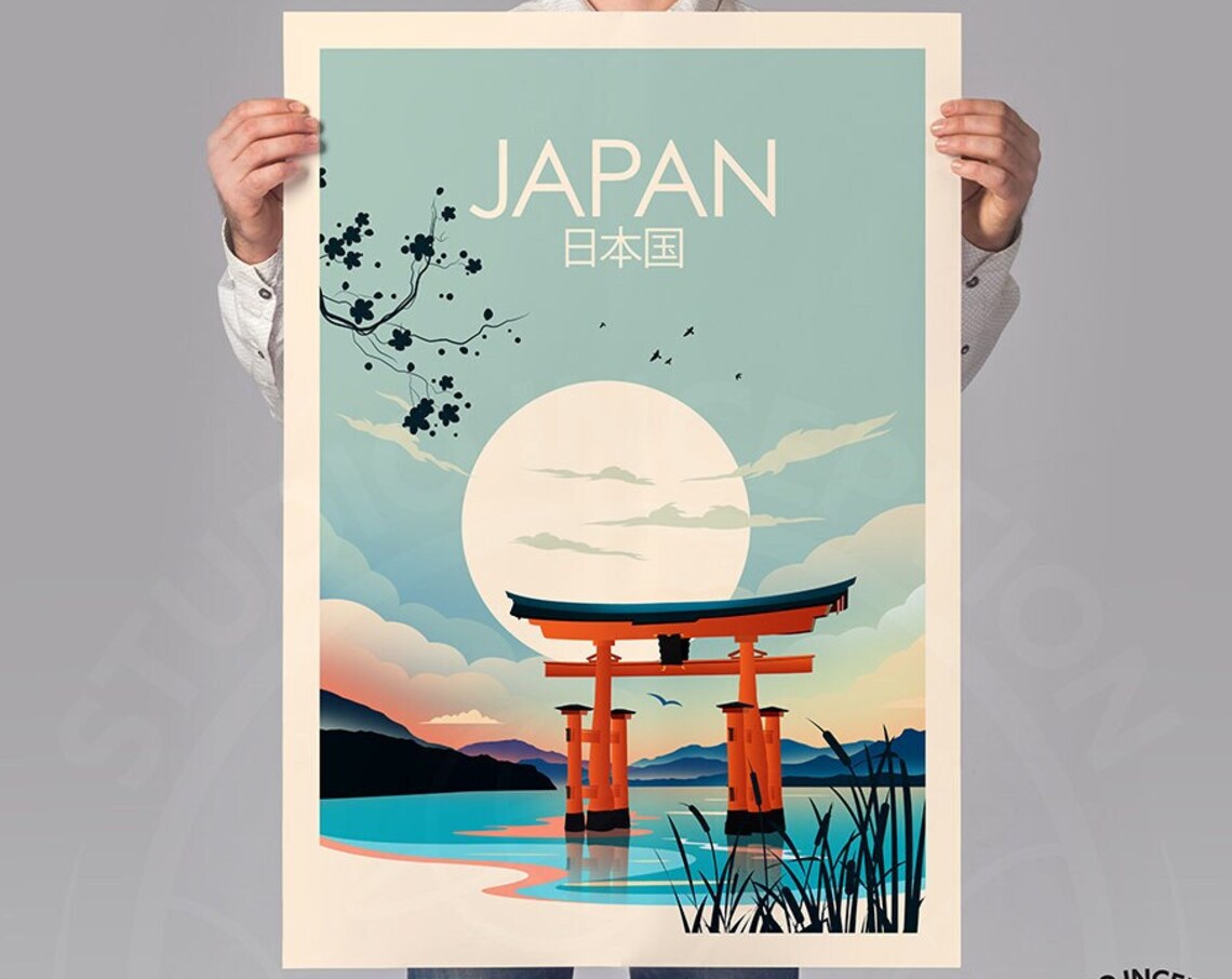 Japan Travel Poster Print, Traditional Style Torii Gate - Image 3