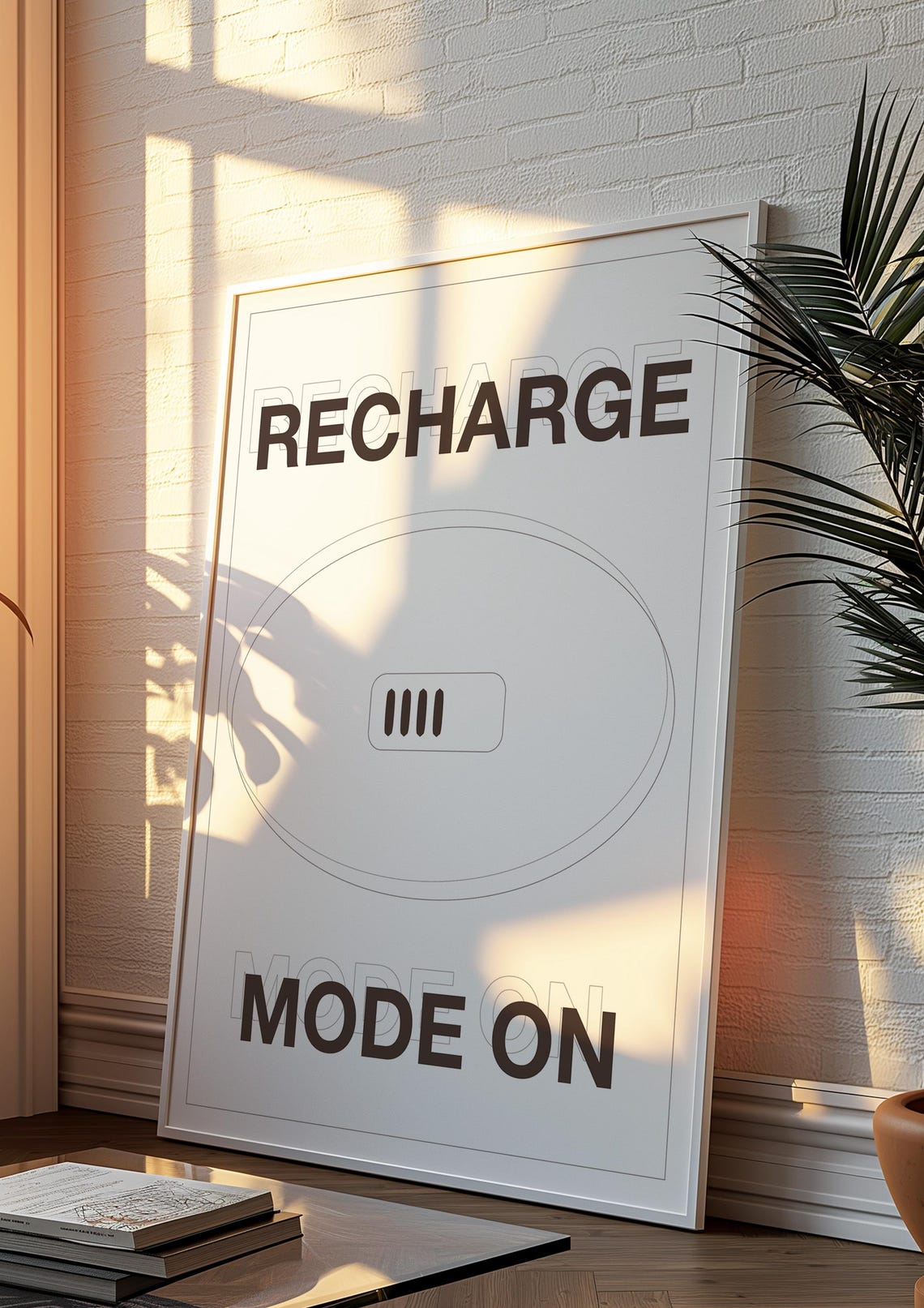 Recharge Mode On Minimalist Typography Self Care Wall Poster - Image 5