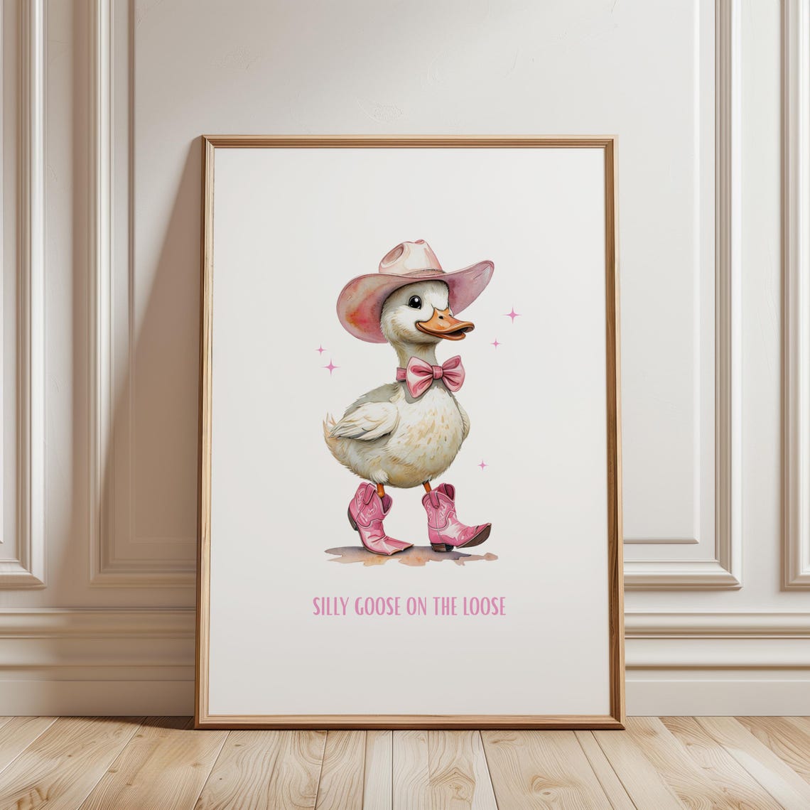 Silly Goose On The Loose Cowboy Poster Pink Boots Hat Funny Art
