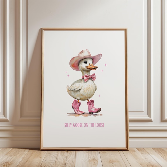 Cowboy Goose Print Funny Western Farm Animal Art