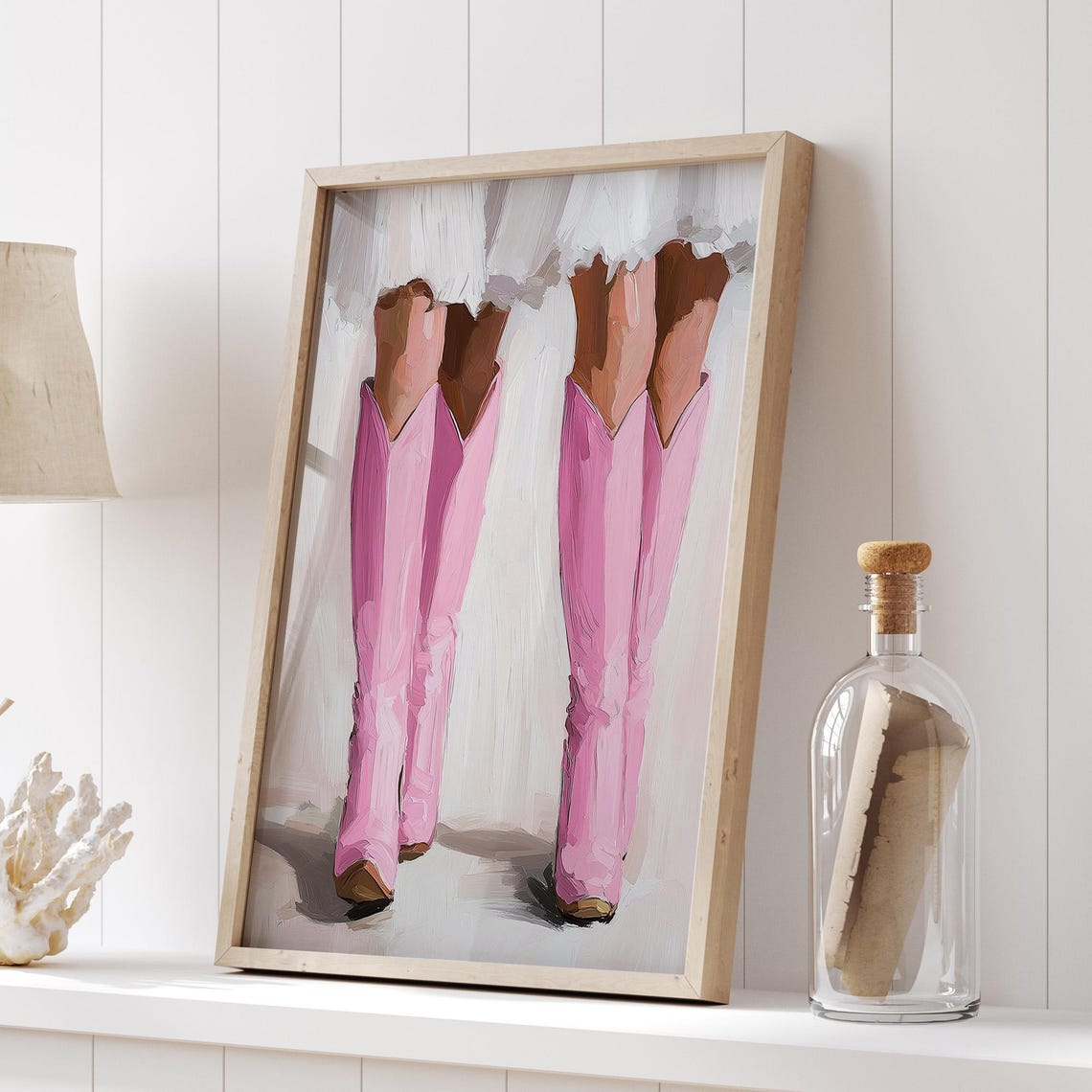 Pink Cowgirl Boots Wall Art Trendy Western Decor Modern Country Home Art Feminine Rustic Wall Print Instant - Image 5