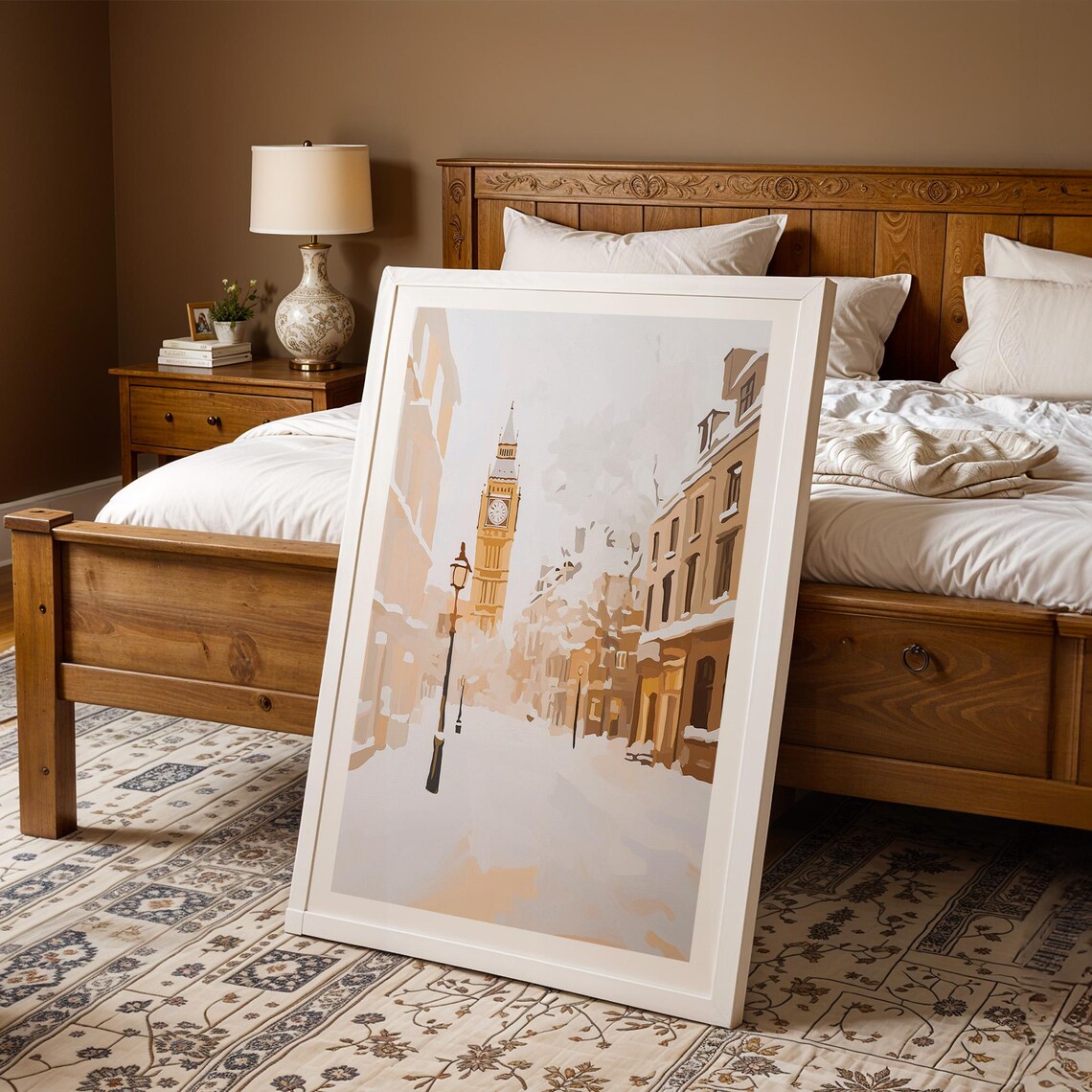London Big Ben Snowy Street Poster Winter Cityscape England Art - Image 3