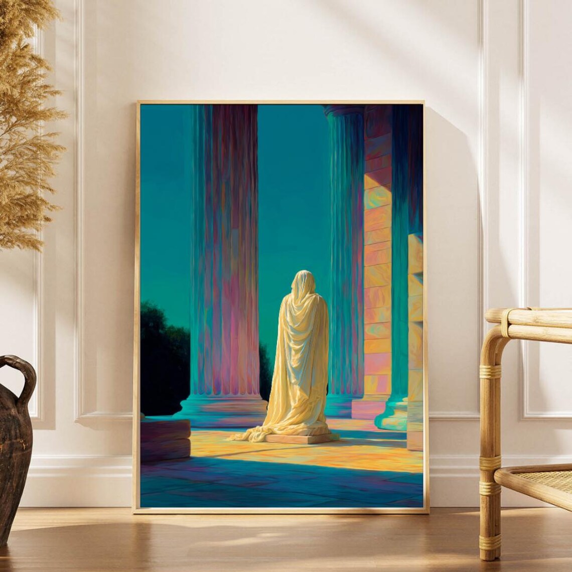 Ancient Greek Temple Woman Statue Art Print